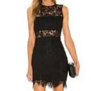 Superdown Suri Black Lace Sleeveless Mini Dress - Size Medium